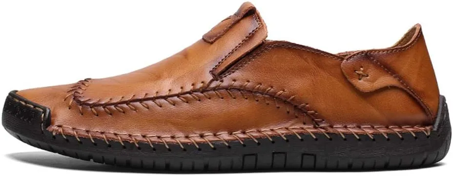 WILTENA Fashion Mens Genuine Leather Loafers Male Hand Stitching Casual Shoes Comfort Slip On Driving Shoes