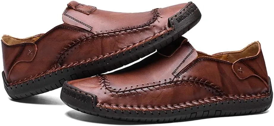 WILTENA Fashion Mens Genuine Leather Loafers Male Hand Stitching Casual Shoes Comfort Slip On Driving Shoes