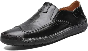 WILTENA Fashion Mens Genuine Leather Loafers Male Hand Stitching Casual Shoes Comfort Slip On Driving Shoes