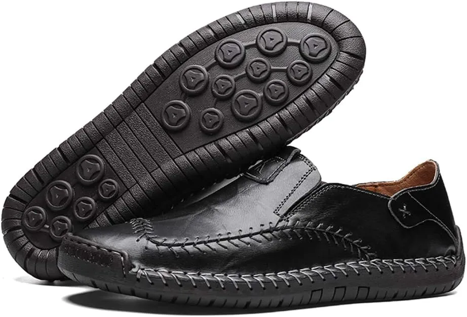 WILTENA Fashion Mens Genuine Leather Loafers Male Hand Stitching Casual Shoes Comfort Slip On Driving Shoes