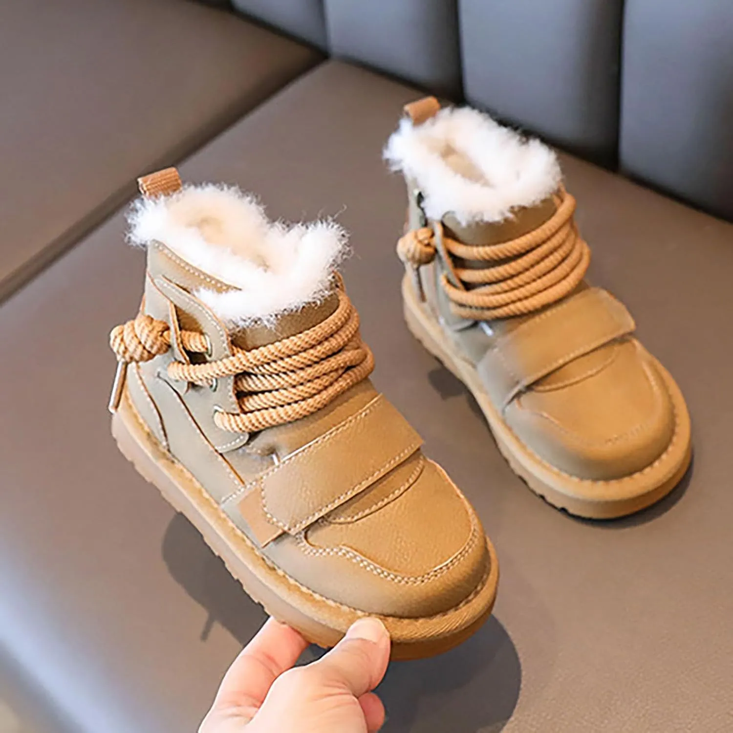 Winter Girls Boys Ankle Boots Kids Comfortable Warm Lined Comfort Casual Sports Shoes for Little Boy Rain Boots Size 6