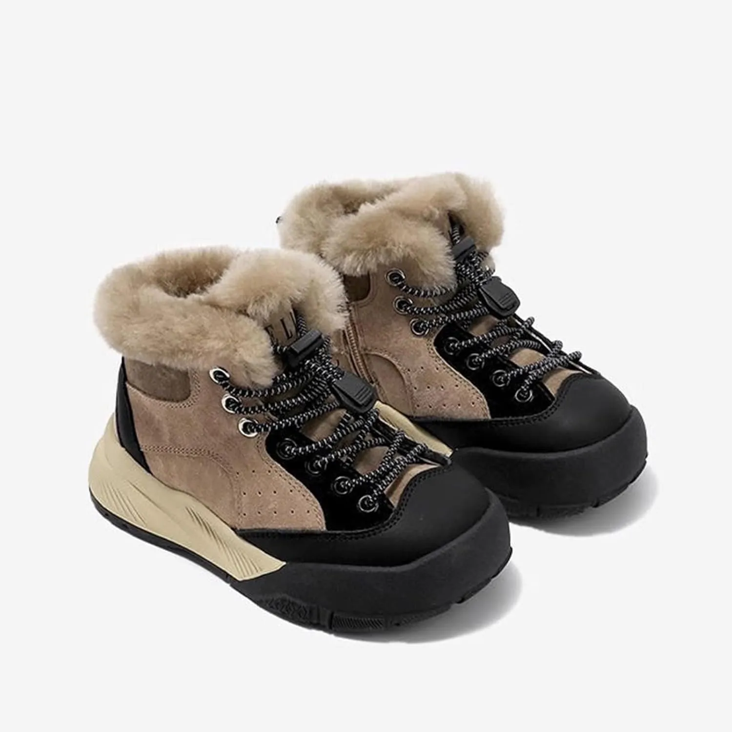Winter Outdoor Faux Fr Snow Boots for Kids Fleece Plush Warm Furry Ankle Booties Boys Girls Hiking Sport Shoes