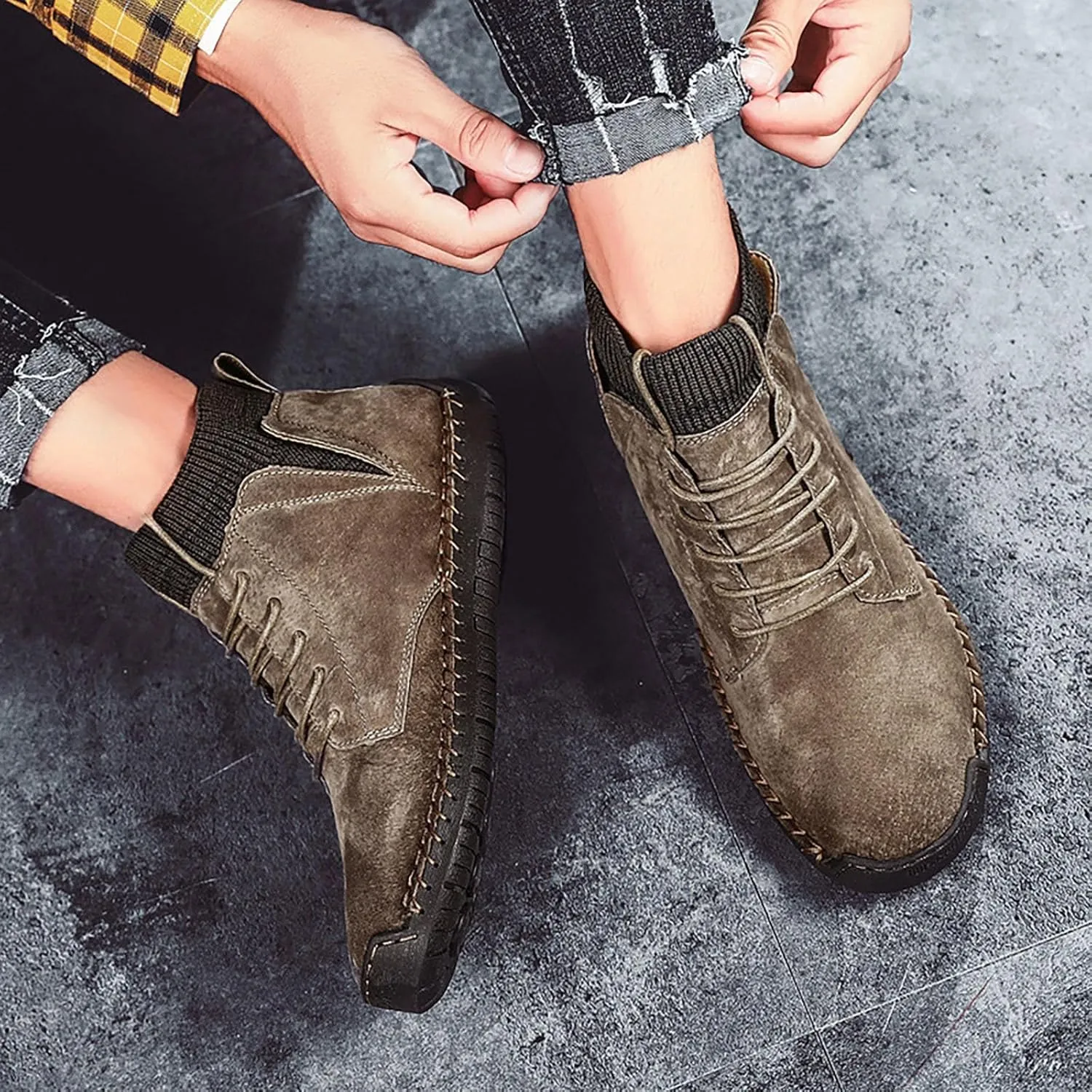 Winter Padded Men's British Large Size Casual Suede Handmade Foreign Trade Sport Shoes Sneaker for Men Mens Dress Shoes Men S