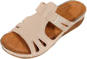 Women Casual Walking Sandals Orthopedic Arch Support Slippe Summer Vintage Slip On Orthotic Slide Beach Walking Shoes