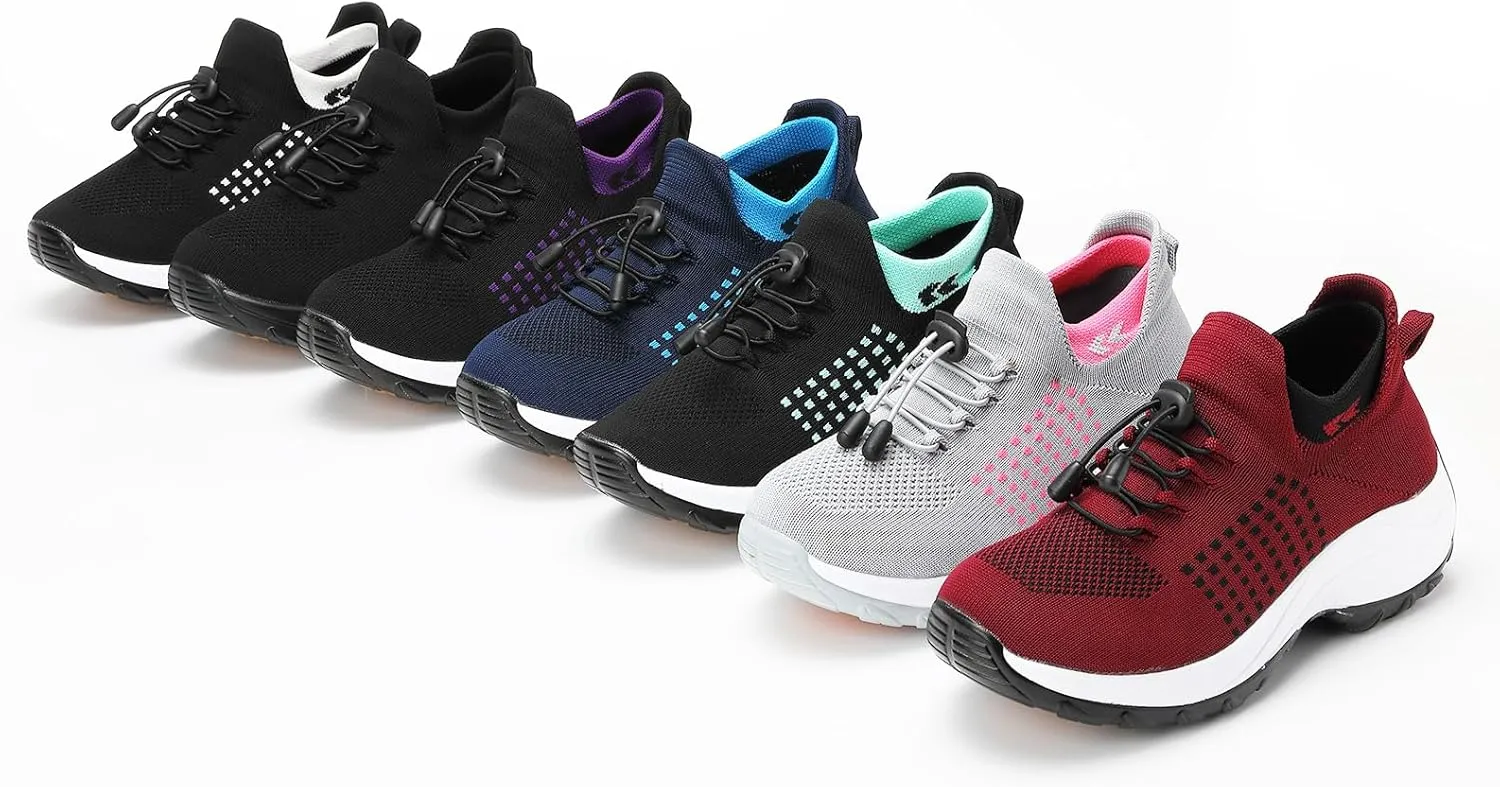 Women Orthopedic Sneakers Slip On for Walking, Breathable Comfortable, Thick Bottom Air Cushion, Non Slip for Gym, Casual Ladies Athletic Shoe
