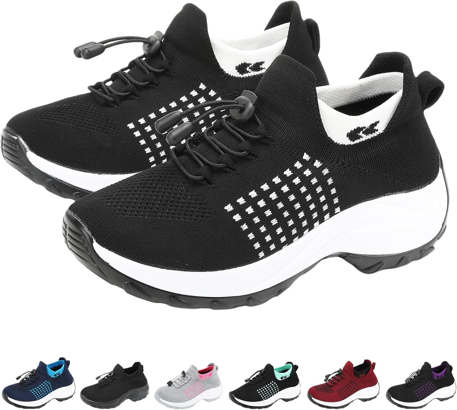 Women Orthopedic Sneakers Slip On for Walking, Breathable Comfortable, Thick Bottom Air Cushion, Non Slip for Gym, Casual Ladies Athletic Shoe