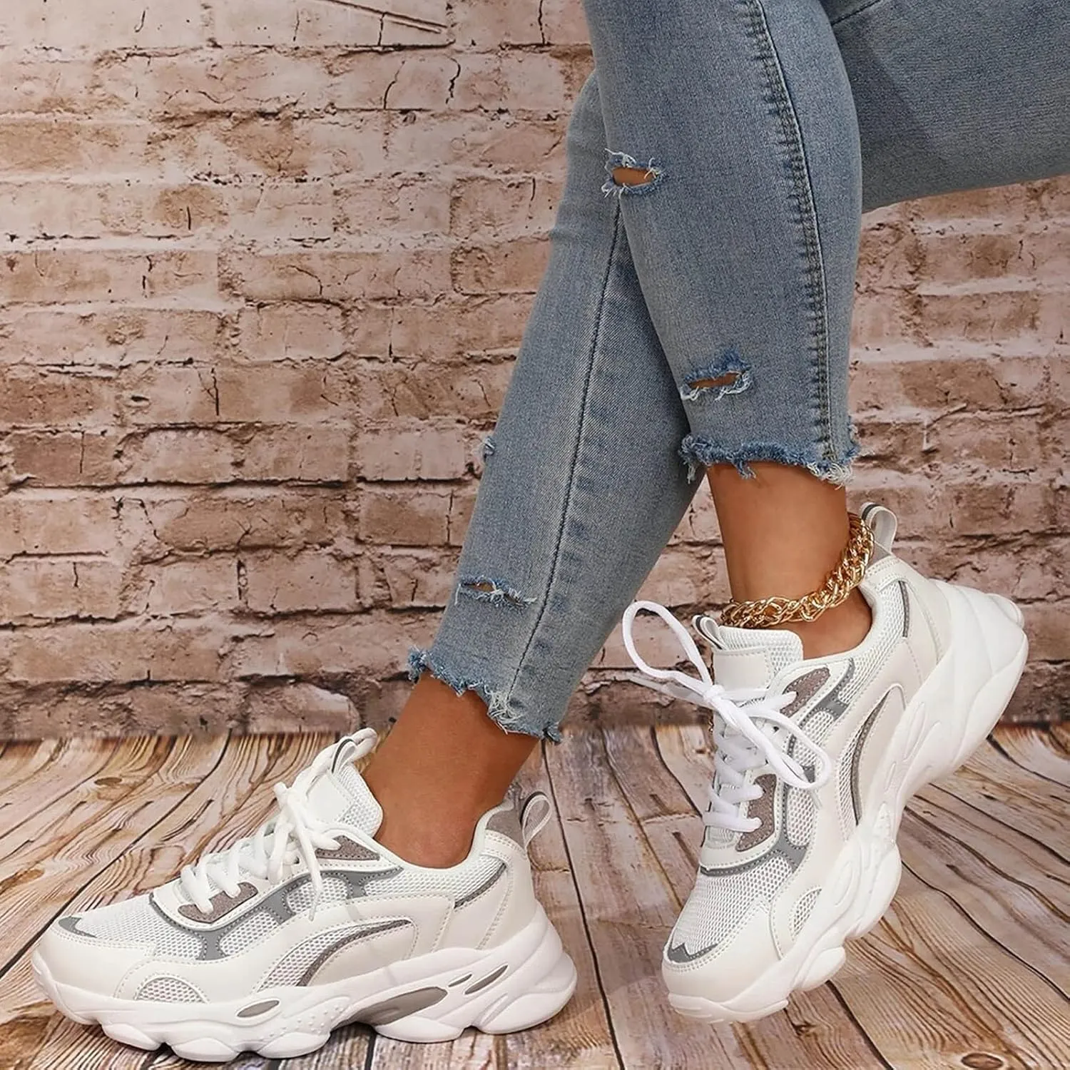 Women Running Shoes Non Slip Athletic Tennis Walking Shoes Casual Lace Up Lightweight Fashion Sport Sneakers