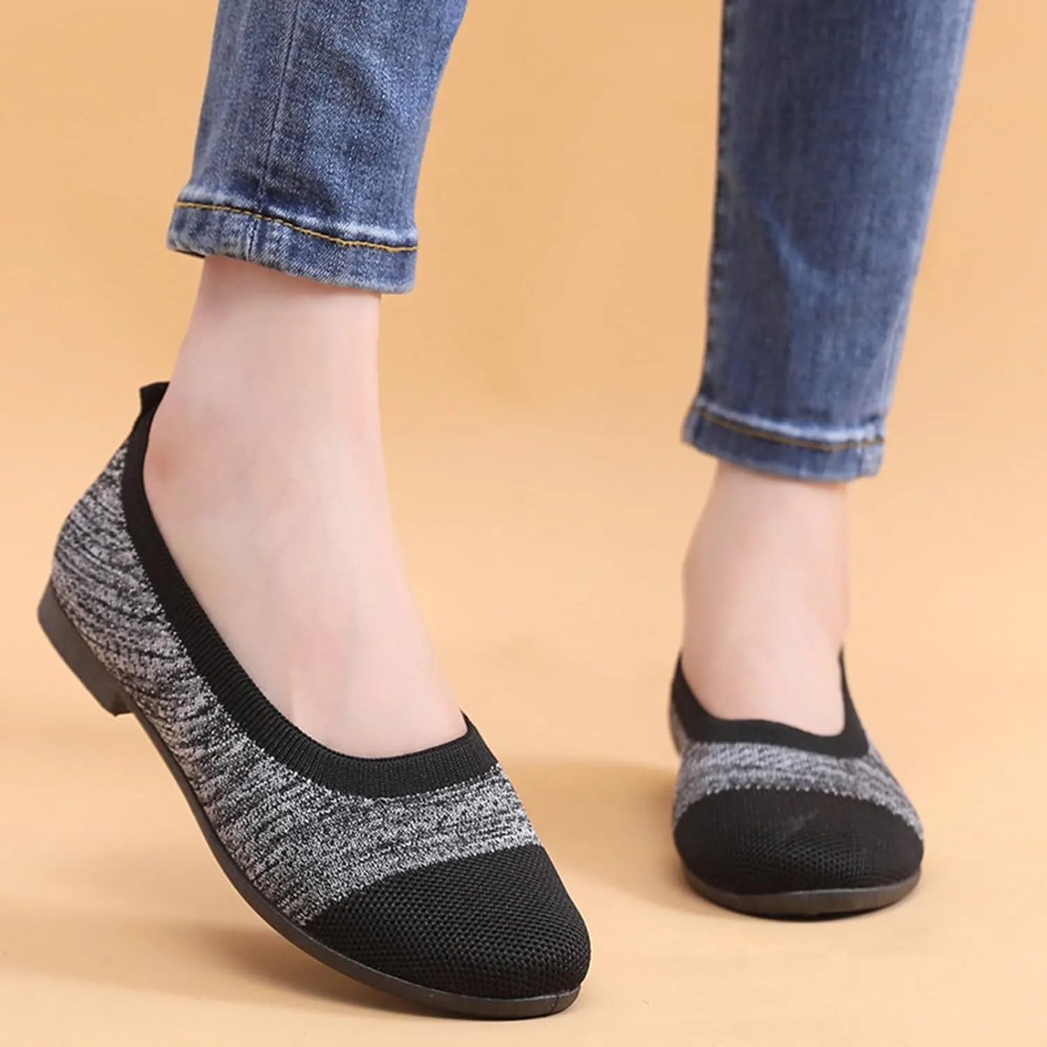 Women Walking Shoes Lightweight Slip On Mesh Flat Shoes Woven Orthopedic Soft Arch Support Breathable Sneakers