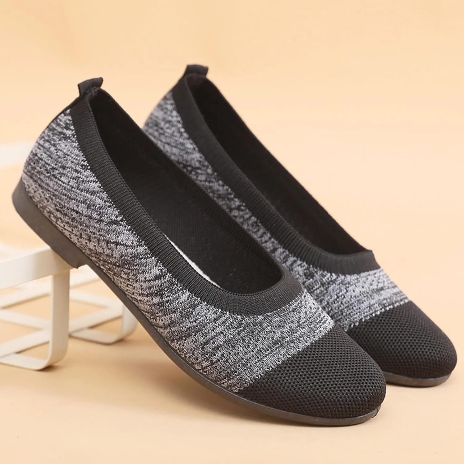 Women Walking Shoes Lightweight Slip On Mesh Flat Shoes Woven Orthopedic Soft Arch Support Breathable Sneakers