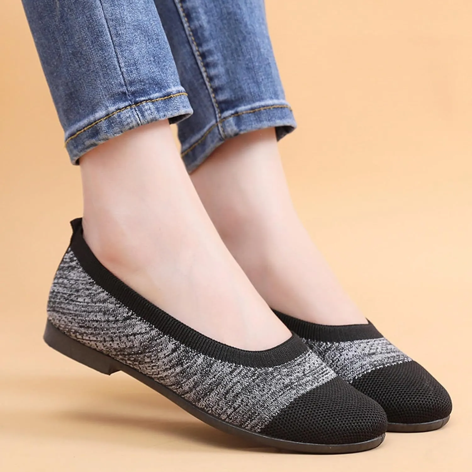 Women Walking Shoes Lightweight Slip On Mesh Flat Shoes Woven Orthopedic Soft Arch Support Breathable Sneakers
