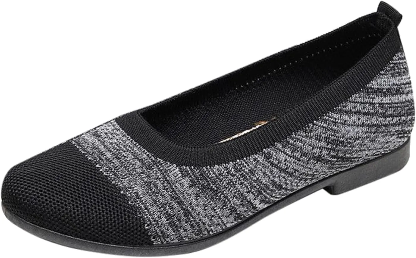 Women Walking Shoes Lightweight Slip On Mesh Flat Shoes Woven Orthopedic Soft Arch Support Breathable Sneakers