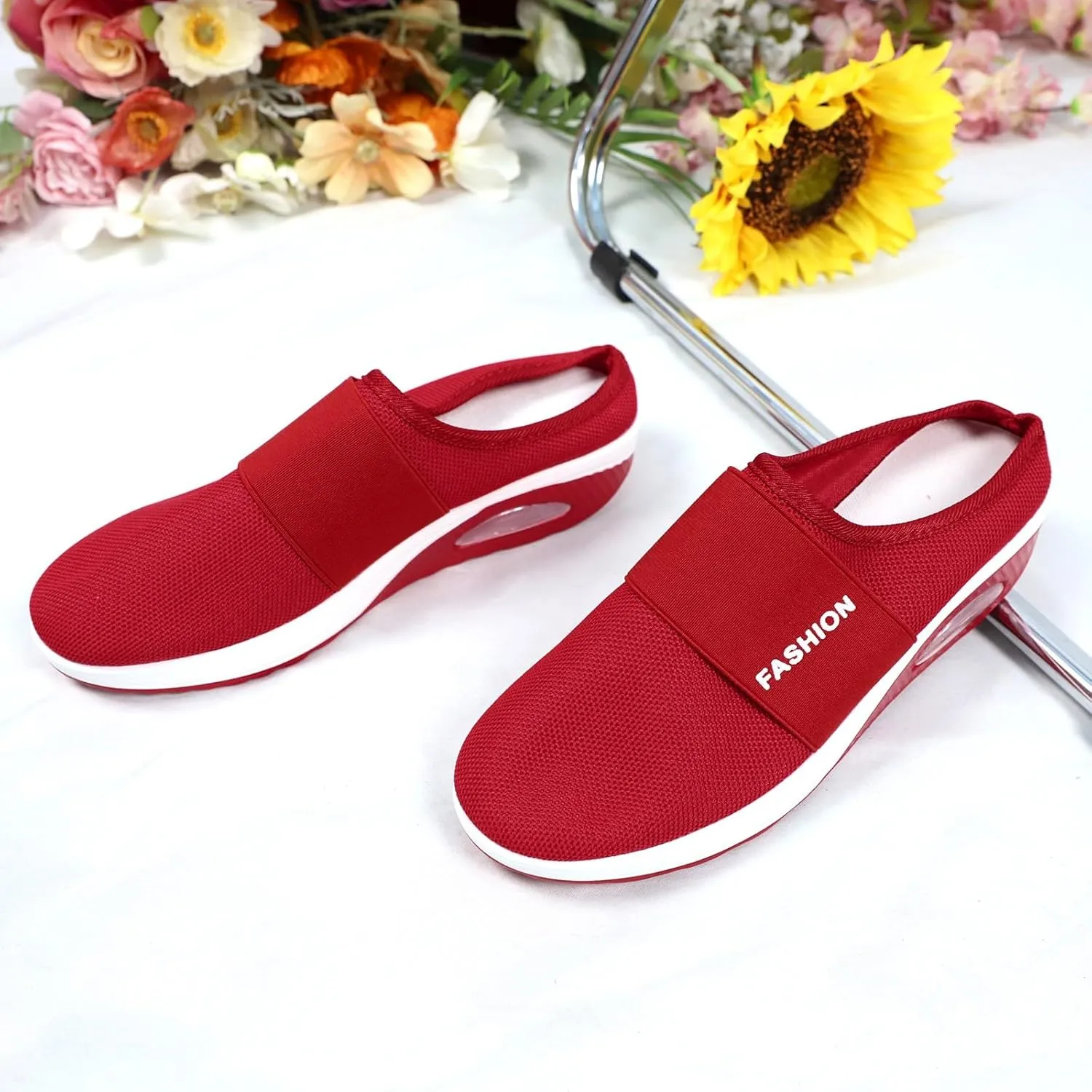 Womens Backless Sneakers Mesh Slip-on Mule Shoes Womens Running Shoes High Top Black Casual Shoes Black Sneakers Platform Tennis Shoe Loafers Casual Slip On