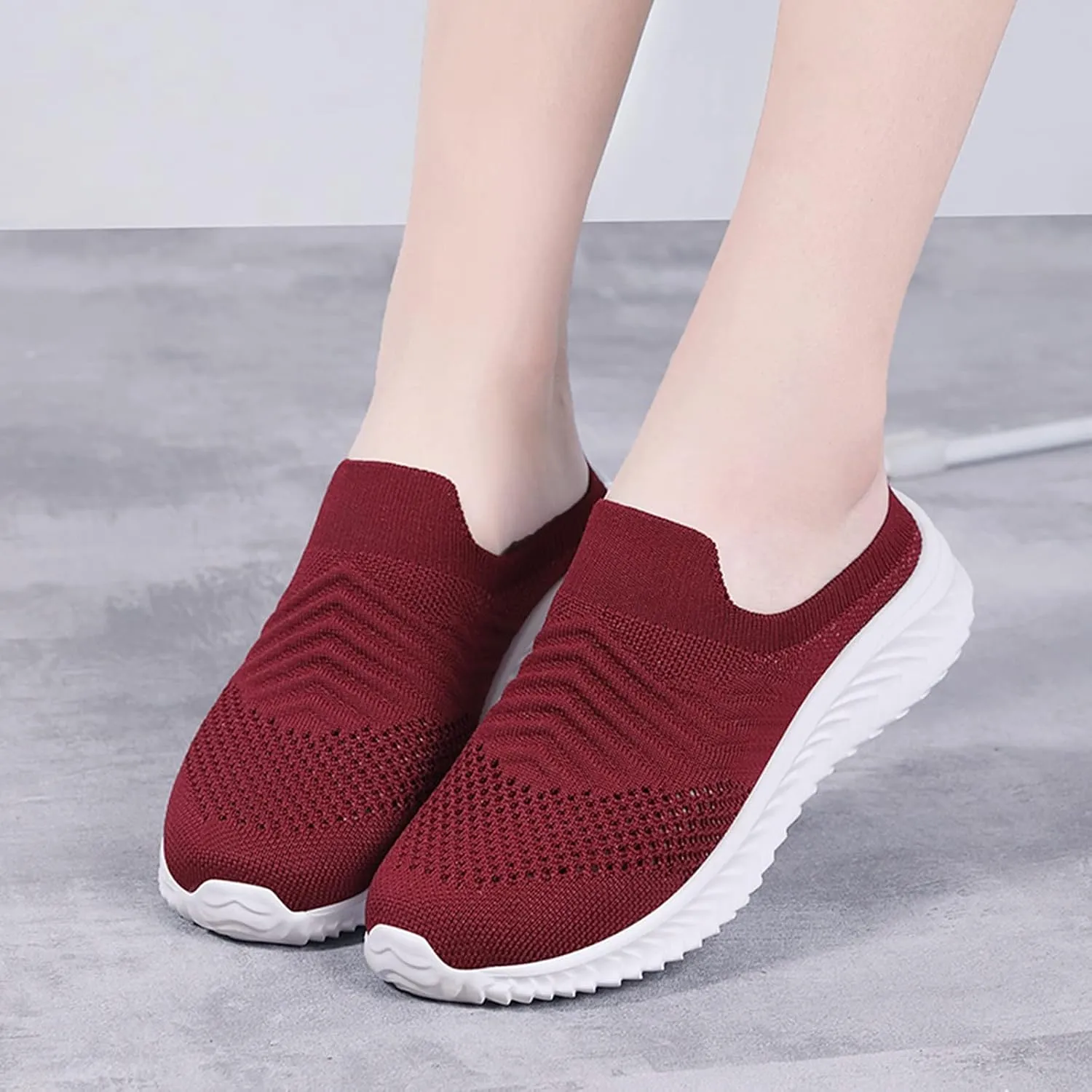 Women's Backless Walking Sneakers Summer Slip-on Womens Running Shoes Comfortable Dressy Casual Shoes Walking Sneakers Red Tennis Shoe Cross Trainer Shoe