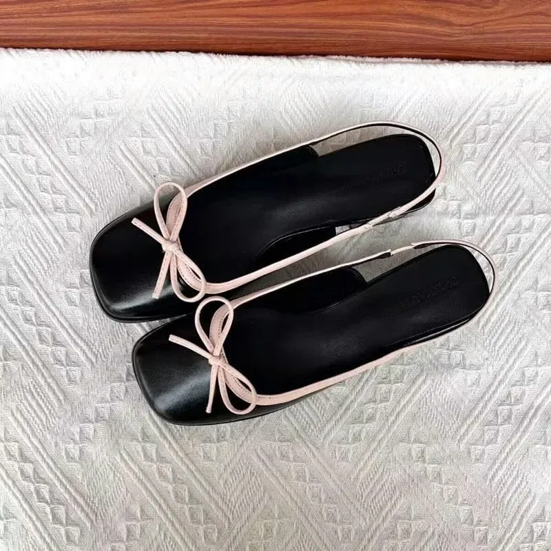 Women's Ballet Flats Shoes Summer Women's Flats Shoes Square Toe Slip On Flat Shoes for Woman Ballet Flats Bow Women's Sandals