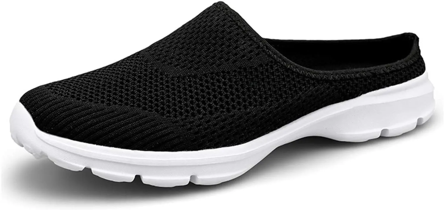 Women's Casual Slip on Half Shoes Breathable Mesh Walking Sandals Arch Support Shoe Open Back Slip On Shoes Lightweight Comfortable Sandals Summer Closed Round Toe Sandal