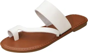 Women's Dressy Flat Sandals Comfortable Slip On Leather Slide Flip Flops for Women Lightweight Casual Walking Slippers 2025 Indoor Outdoor Arch Support Yoga Mat on Summer Beach Thong Cushion
