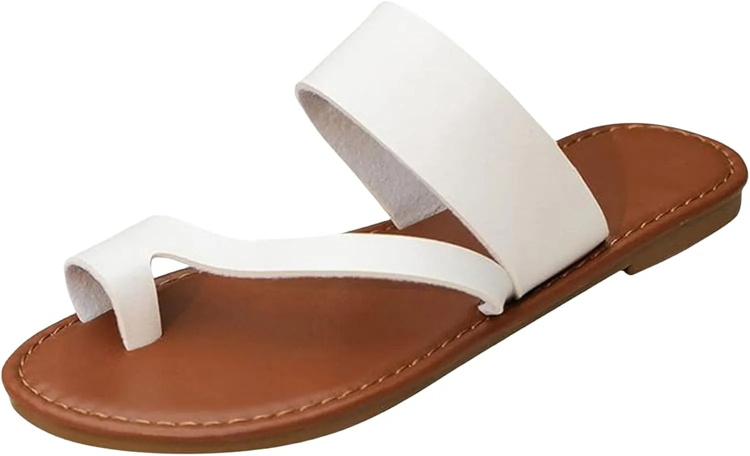 Women's Dressy Flat Sandals Comfortable Slip On Leather Slide Flip Flops for Women Lightweight Casual Walking Slippers 2025 Indoor Outdoor Arch Support Yoga Mat on Summer Beach Thong Cushion