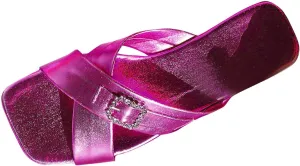 Women's Dressy Flat Sandals Summer 2025 Fashion Square Open Toe Slides Crisscross Ladies Sandals Cute Footwear Mules