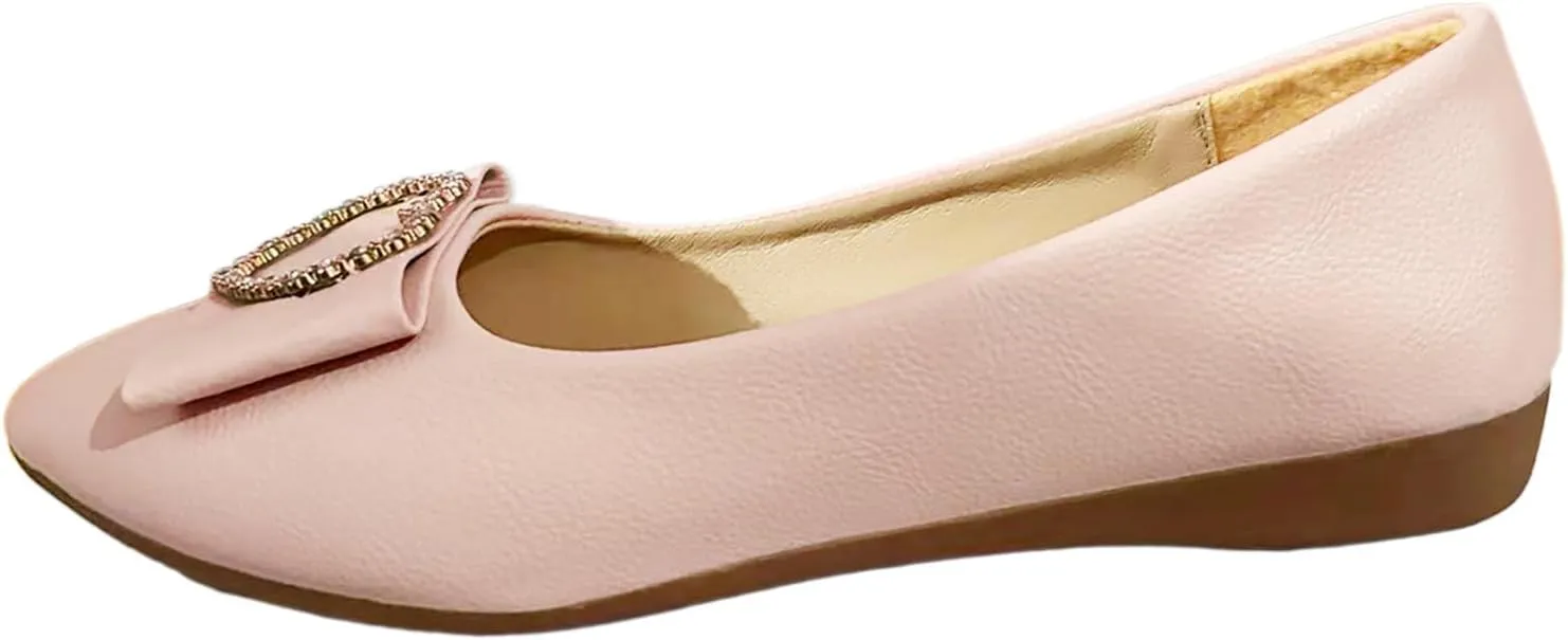Women's Flats Shoes Ballet Flats Dress Shoes Comfortable PU Leather Slip on Loafers for Women
