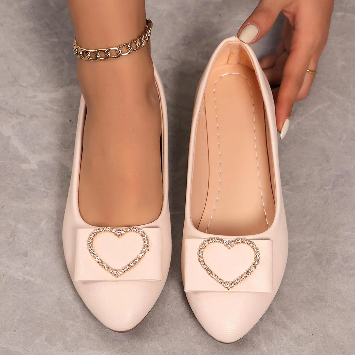 Women's Flats Shoes Ballet Flats Dress Shoes Comfortable PU Leather Slip on Loafers for Women