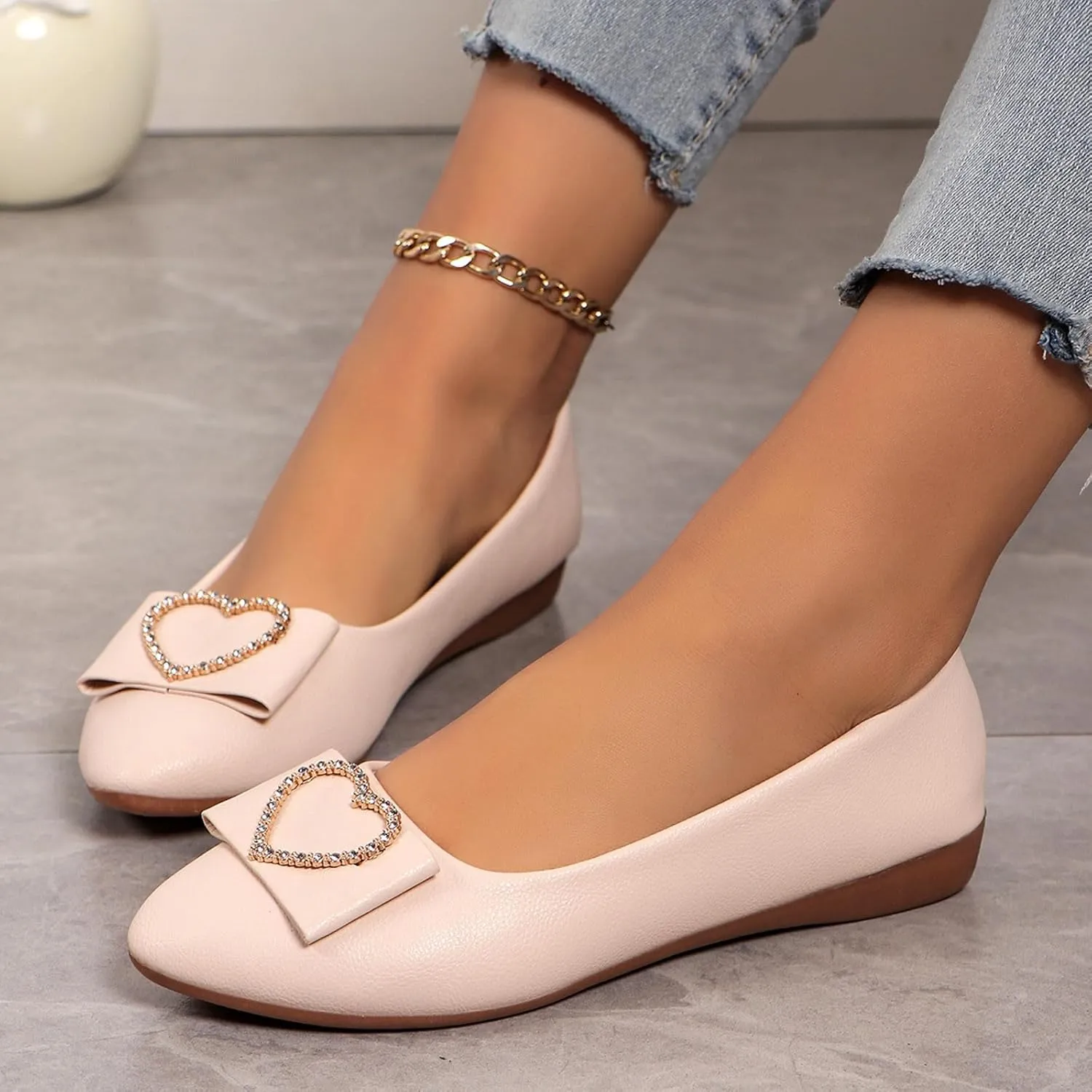 Women's Flats Shoes Ballet Flats Dress Shoes Comfortable PU Leather Slip on Loafers for Women