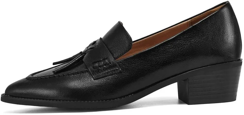 Women's Genuine Leather Comfortable Pointed Toe Loafer Business Casual Dress Shoes