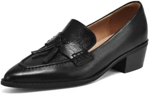 Women's Genuine Leather Comfortable Pointed Toe Loafer Business Casual Dress Shoes