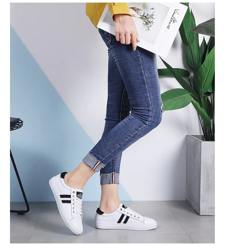 Women's Genuine Leather Sneakers Women Casual Fashionable Sports Shoes Vulcanized Woman Summer Flat Shoe Ladies White Sneakers