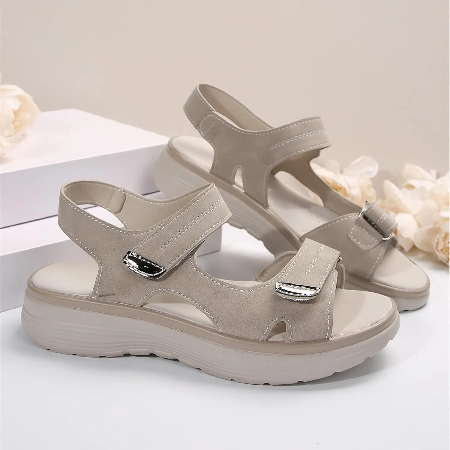 Women's Hiking Sandal Sport Sandal Comfortable Walking Sandals Air Cushion Sport Slingback Elastic Band Beach Vacation Casual Platform Shoes