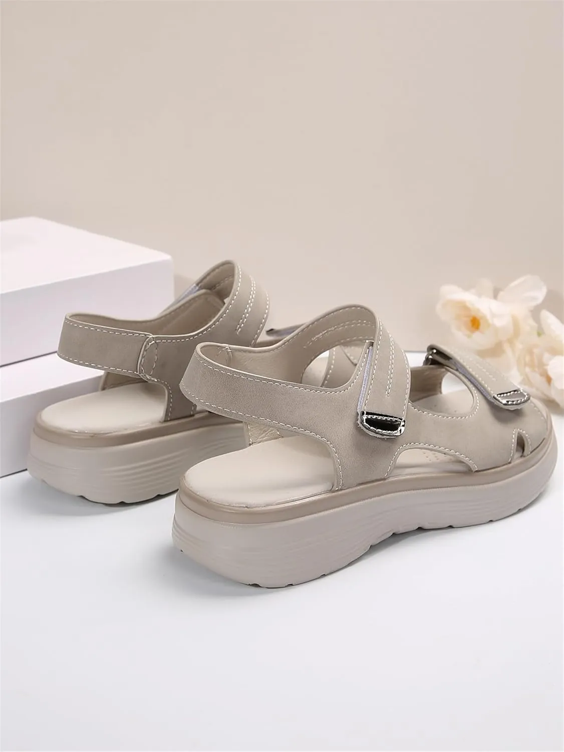 Women's Hiking Sandal Sport Sandal Comfortable Walking Sandals Air Cushion Sport Slingback Elastic Band Beach Vacation Casual Platform Shoes