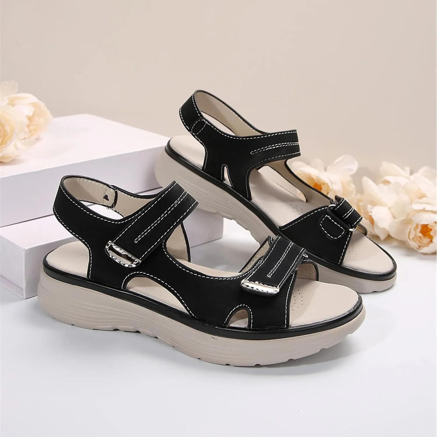 Women's Hiking Sandal Sport Sandal Comfortable Walking Sandals Air Cushion Sport Slingback Elastic Band Beach Vacation Casual Platform Shoes