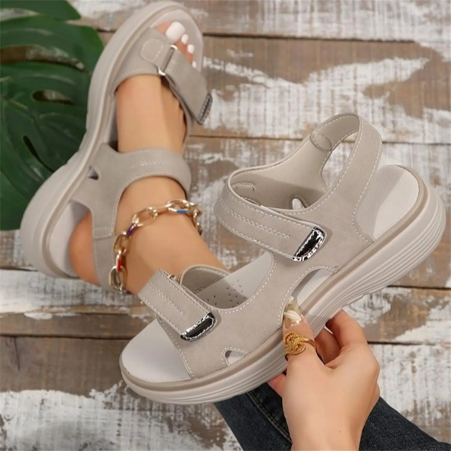 Women's Hiking Sandal Sport Sandal Comfortable Walking Sandals Air Cushion Sport Slingback Elastic Band Beach Vacation Casual Platform Shoes