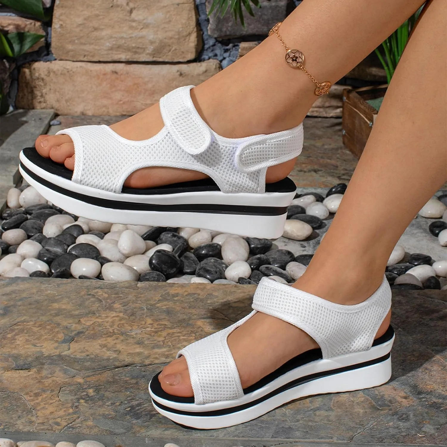 Womens Hiking Sandals Mesh Open Toe Sport Walking Sandal Comfortable Summer Shoes for Beach Vacation Casual Camping