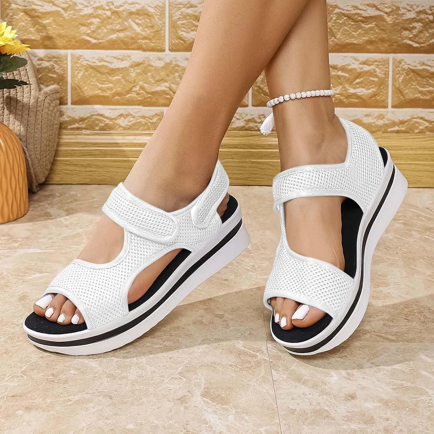 Womens Hiking Sandals Mesh Open Toe Sport Walking Sandal Comfortable Summer Shoes for Beach Vacation Casual Camping