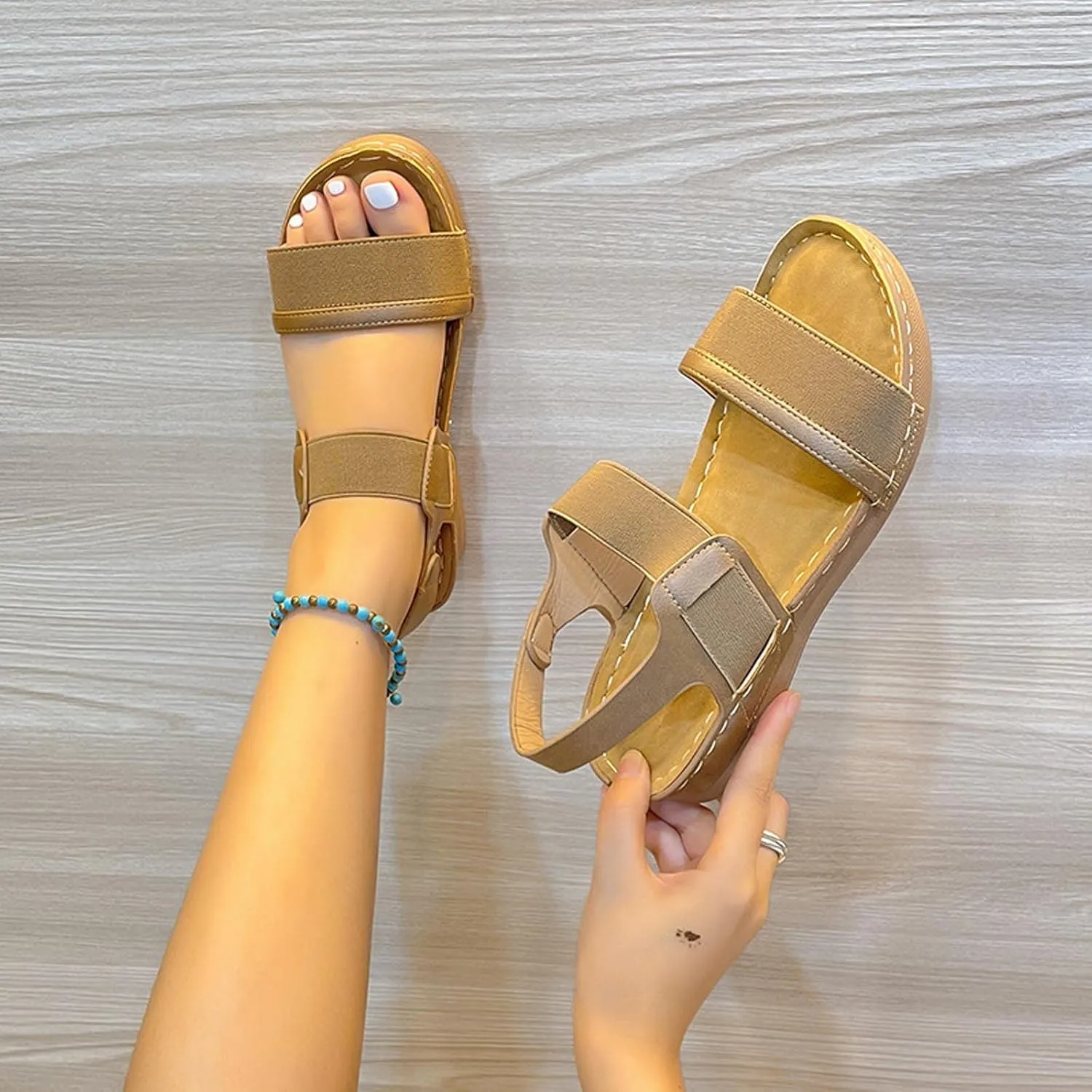 Womens Hiking Sandals Open Toe Sport Walking Sandals Comfortable Arch Support Sandals Beach Vacation Casual Camping