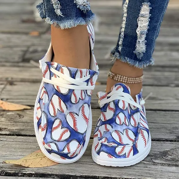 Women's Lace-Up Canvas Casual Flats 79547027C