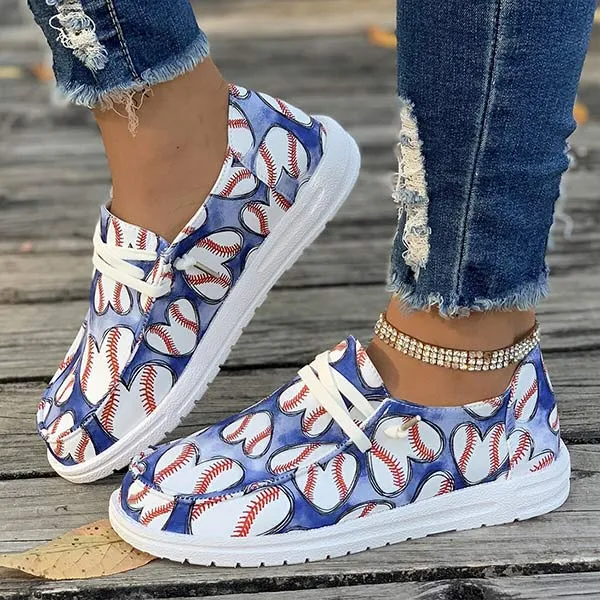 Women's Lace-Up Canvas Casual Flats 79547027C