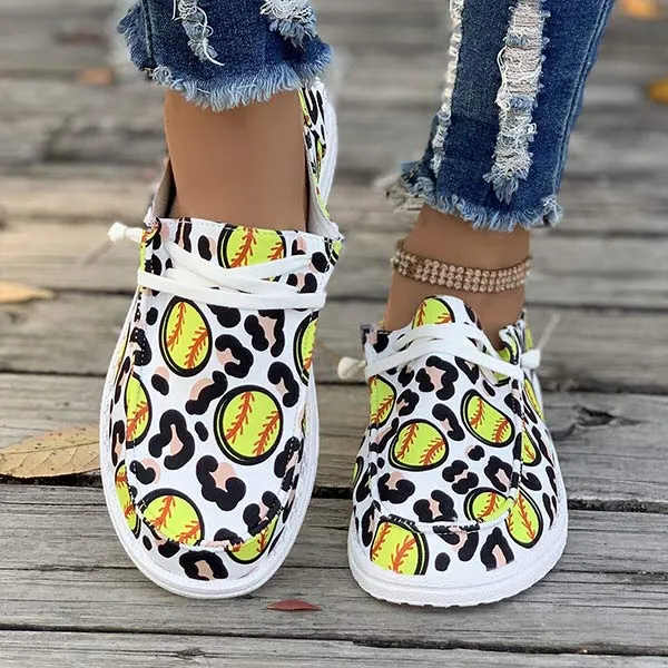 Women's Lace-Up Canvas Casual Flats 79547027C