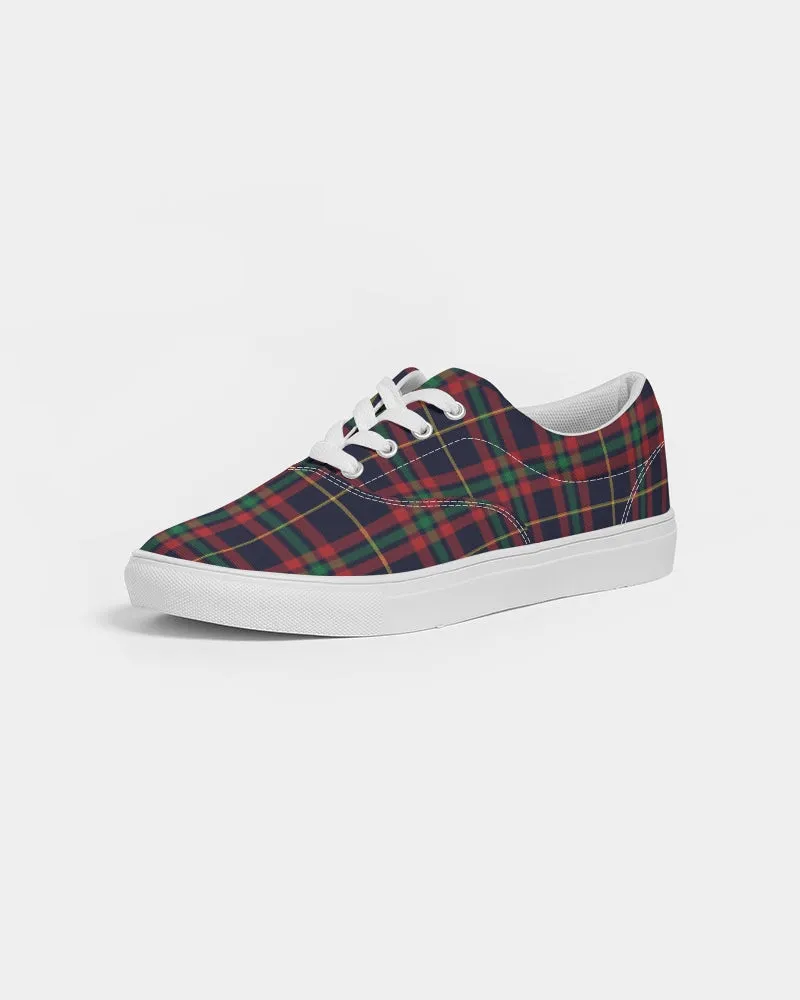 Women's Lace Up Canvas Shoes, Classic Preppy Tartan Plaid Sneakers