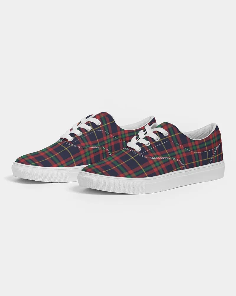 Women's Lace Up Canvas Shoes, Classic Preppy Tartan Plaid Sneakers