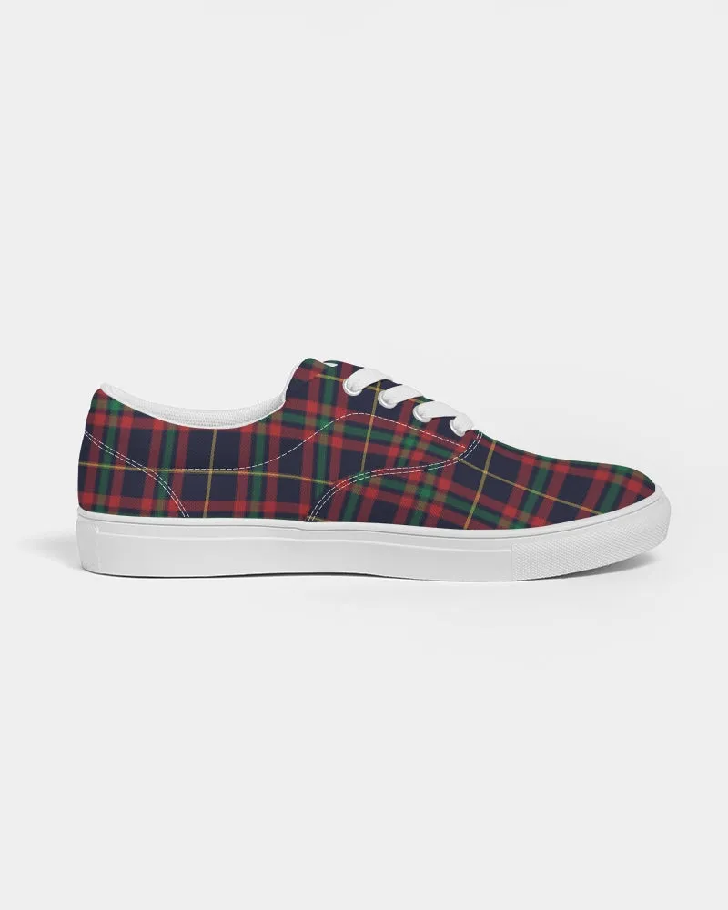 Women's Lace Up Canvas Shoes, Classic Preppy Tartan Plaid Sneakers