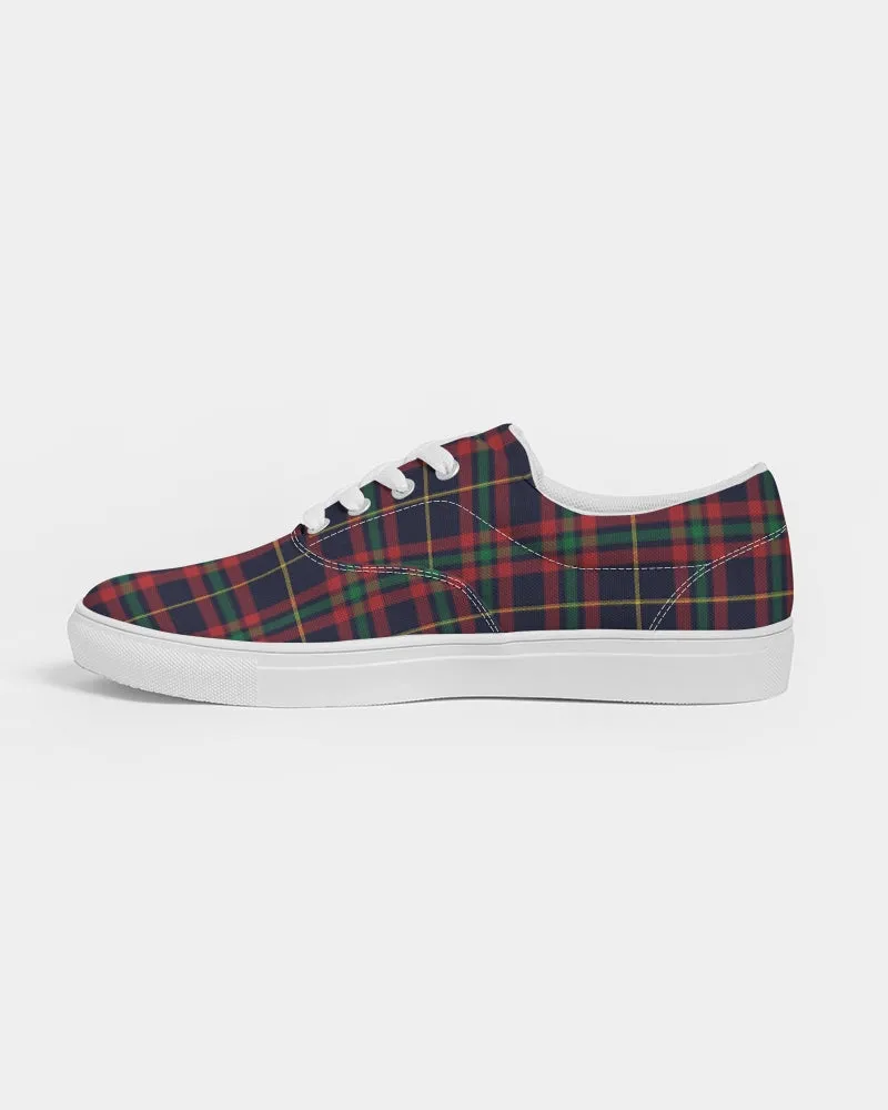 Women's Lace Up Canvas Shoes, Classic Preppy Tartan Plaid Sneakers