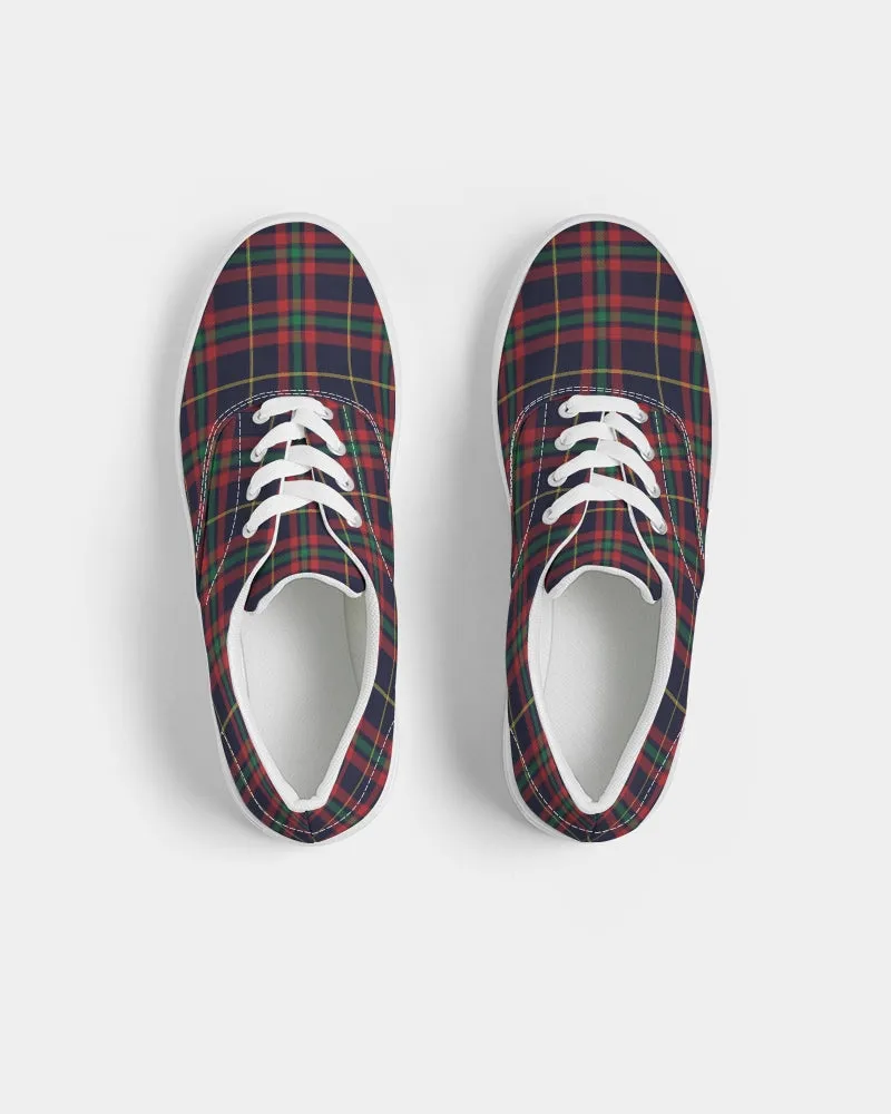 Women's Lace Up Canvas Shoes, Classic Preppy Tartan Plaid Sneakers