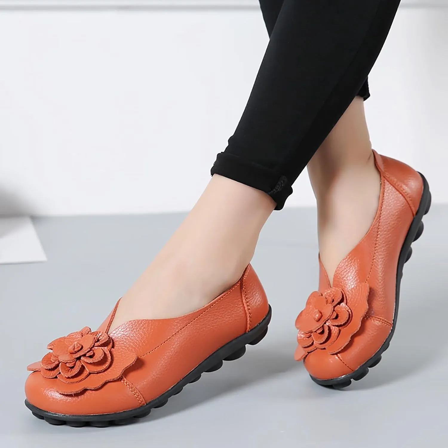Womens Orthopedic Loafers Summer Comfortable Closed Toe Low Heel Flat Wide Width Flats Breathable Casual Outdoor Shoes Work Dressy Shoe Shopping Standing Shoes