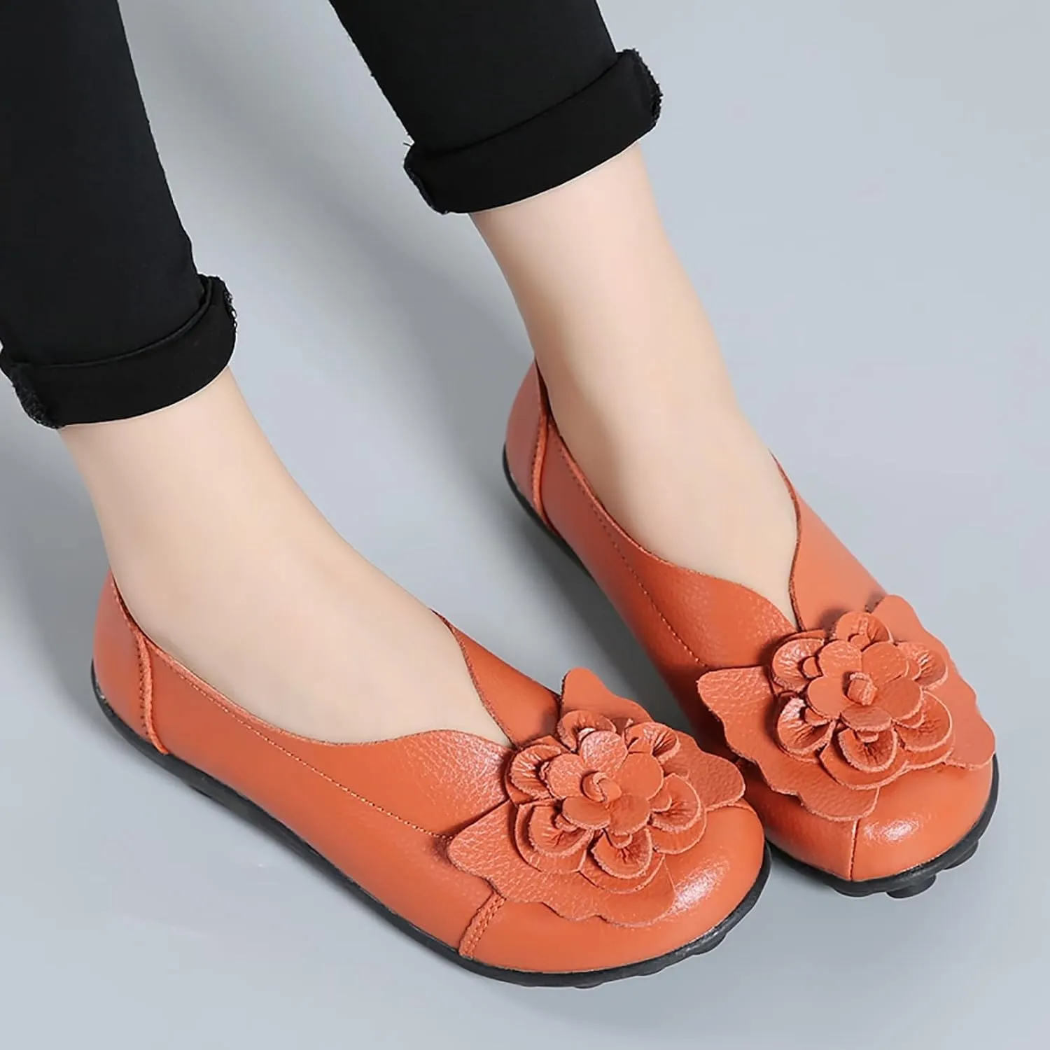 Womens Orthopedic Loafers Summer Comfortable Closed Toe Low Heel Flat Wide Width Flats Breathable Casual Outdoor Shoes Work Dressy Shoe Shopping Standing Shoes