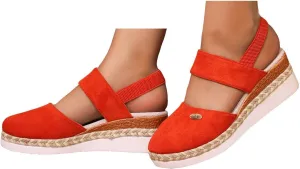 Women's Orthopedic Wedge Platform Sandals, Grey, Closed Toe, Ankle Strap, Comfortable, Casual