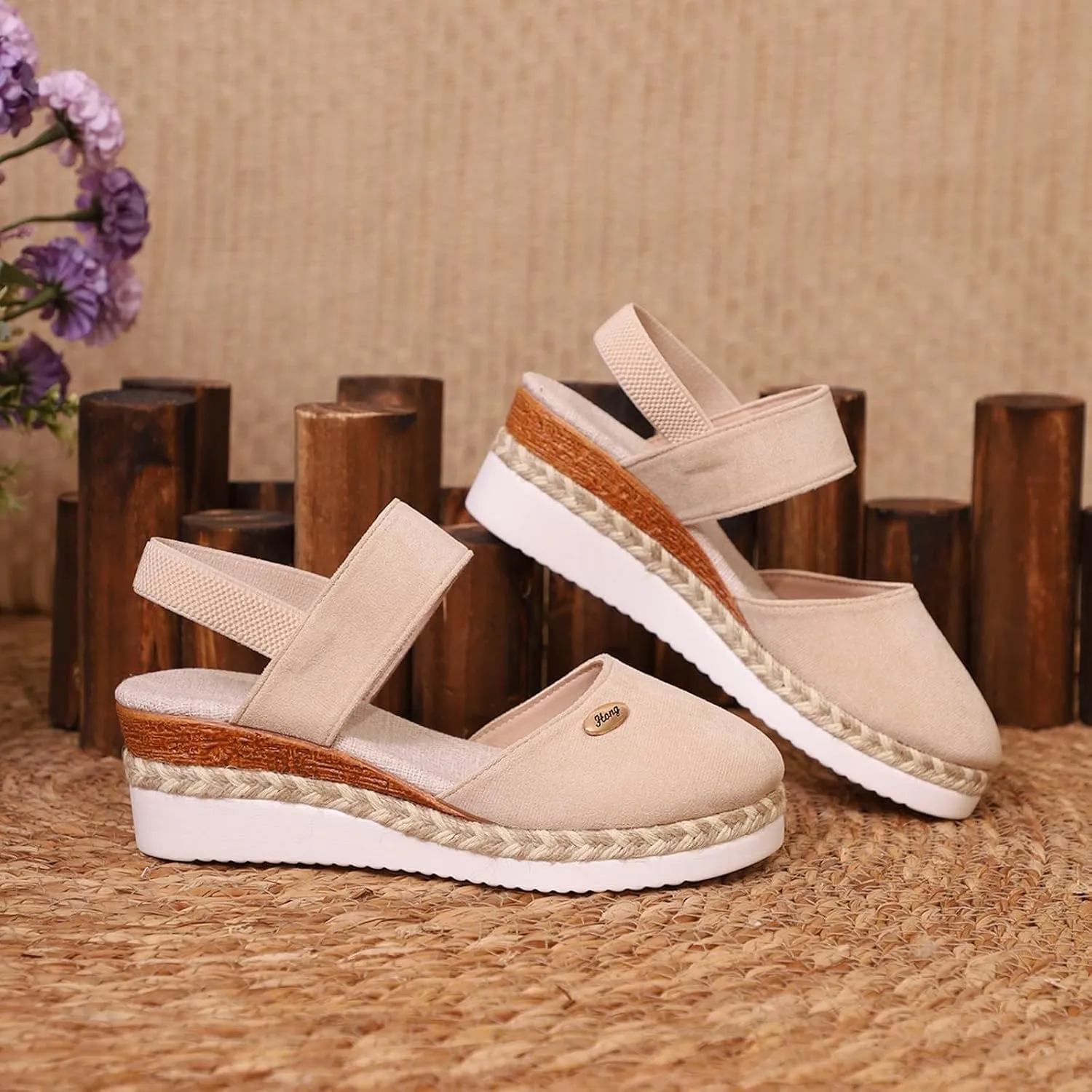 Women's Orthopedic Wedge Platform Sandals, Grey, Closed Toe, Ankle Strap, Comfortable, Casual