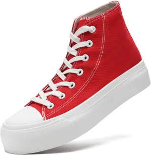 Womens Platform Canvas Sneakers Mens High Top Classic Canvas Shoes Unisex Casual Tennis Comfortable Fashion Sneakers Lace-Up