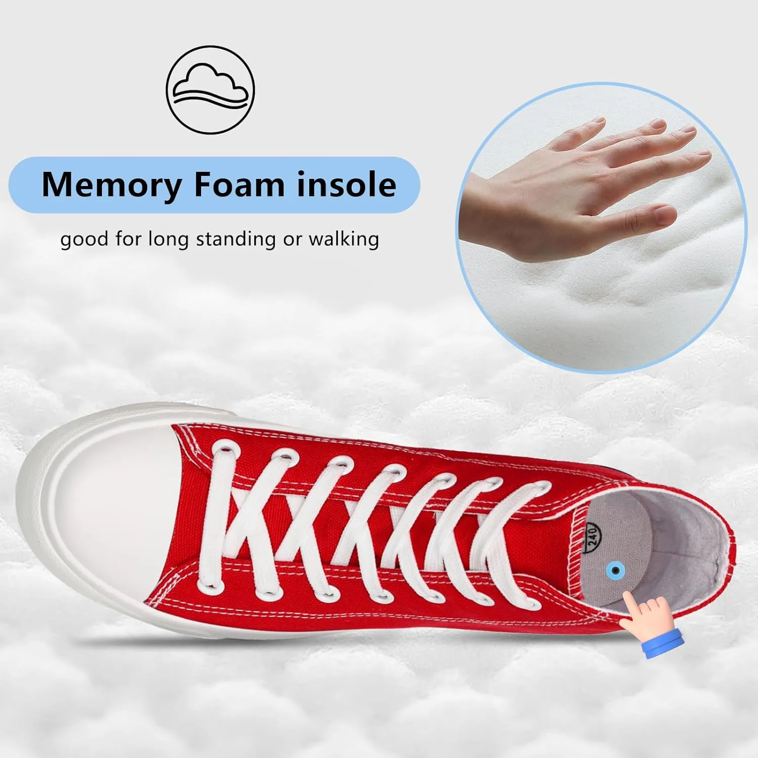 Womens Platform Canvas Sneakers Mens High Top Classic Canvas Shoes Unisex Casual Tennis Comfortable Fashion Sneakers Lace-Up