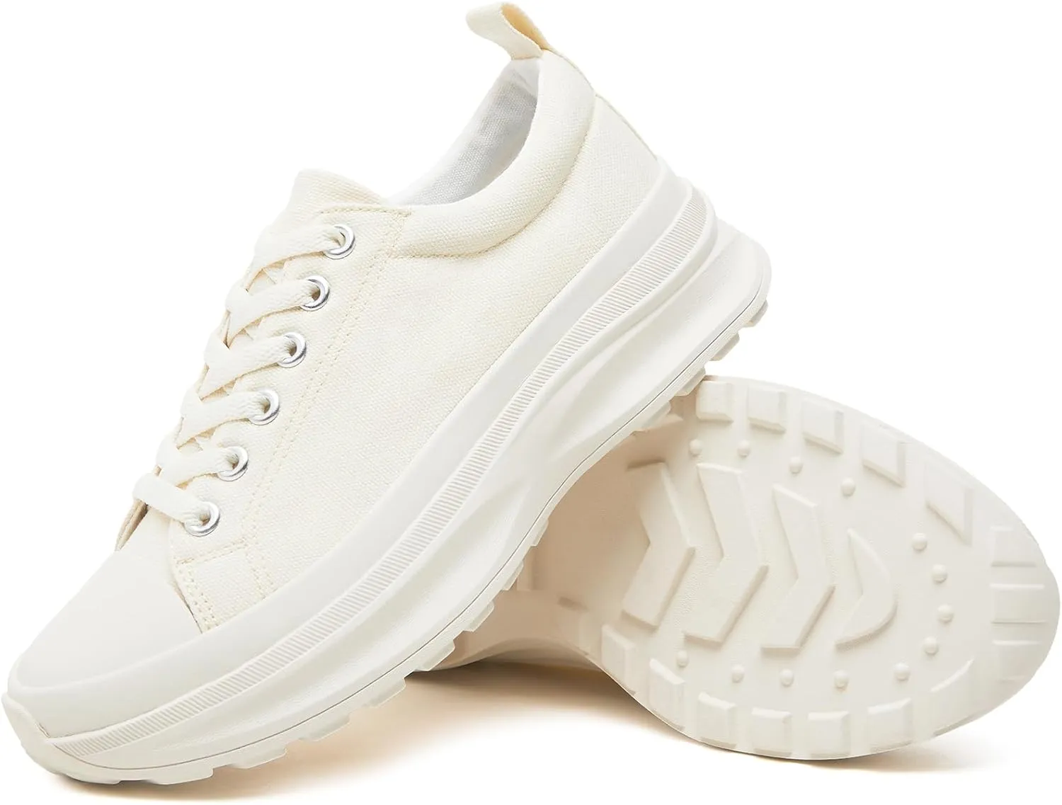 Womens Platform Sneakers Low Top White Shoes for Women Lace Up Canvas Shoes Black Sneakers for Women Comfortable Classic Tennis Shoes